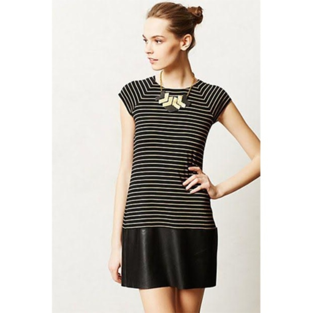 Bailey 44 Anthropologie Striped Faux Leather Dress